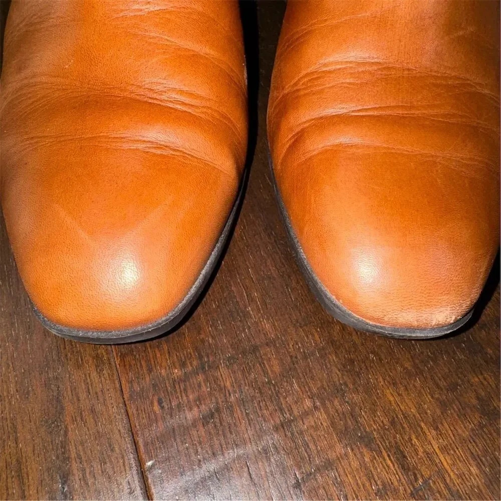 Essex Lane Women's 8.5 Caramel‎ Cognac Brown Block Heel Ankle Booties